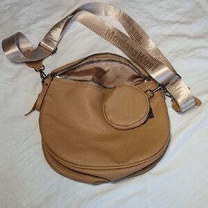 Montana West Tan Pebbled Leather Crossbody with Removable Coin Pouch